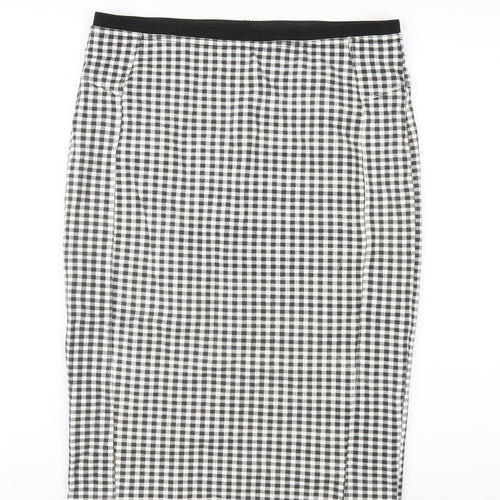 River Island Womens Black Check Viscose Straight & Pencil Skirt Size 14