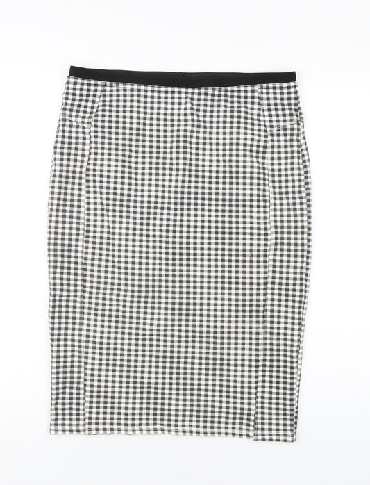 River Island Womens Black Check Viscose Straight & Pencil Skirt Size 14