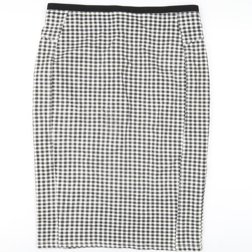 River Island Womens Black Check Viscose Straight & Pencil Skirt Size 14