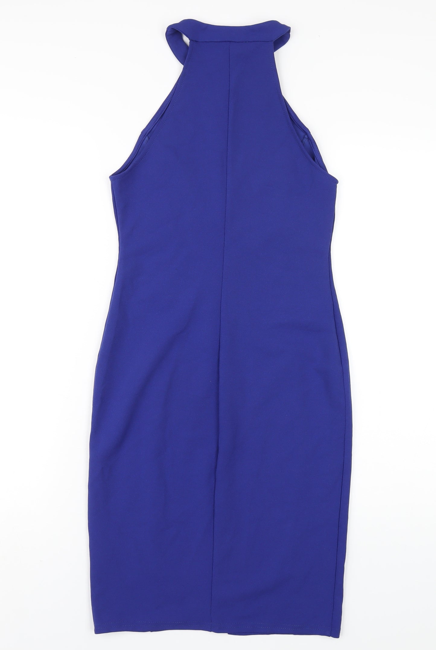 New Look Womens Blue Polyester Bodycon Size 10 Round Neck Zip