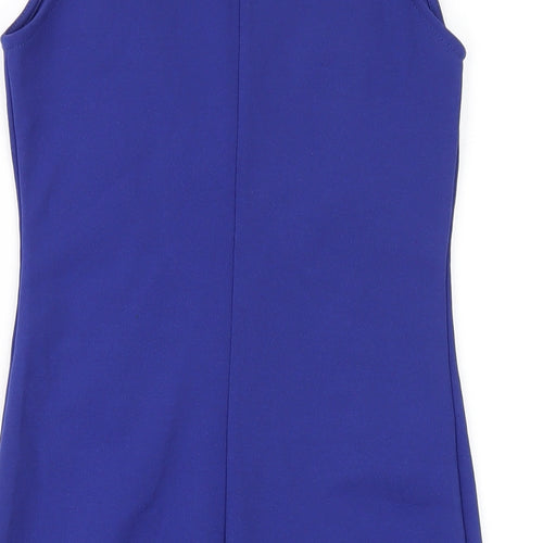 New Look Womens Blue Polyester Bodycon Size 10 Round Neck Zip