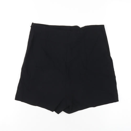 ASOS Womens Black Viscose Hot Pants Shorts Size 6 Regular Zip