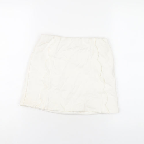 Topshop Womens White Viscose Mini Skirt Size 8