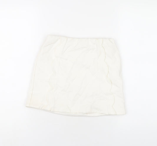 Topshop Womens White Viscose Mini Skirt Size 8