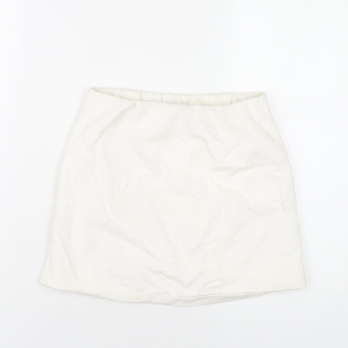 Topshop Womens White Viscose Mini Skirt Size 8