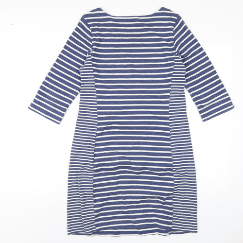 Joules Womens Blue Striped Cotton A-Line Size 10 Round Neck Pullover