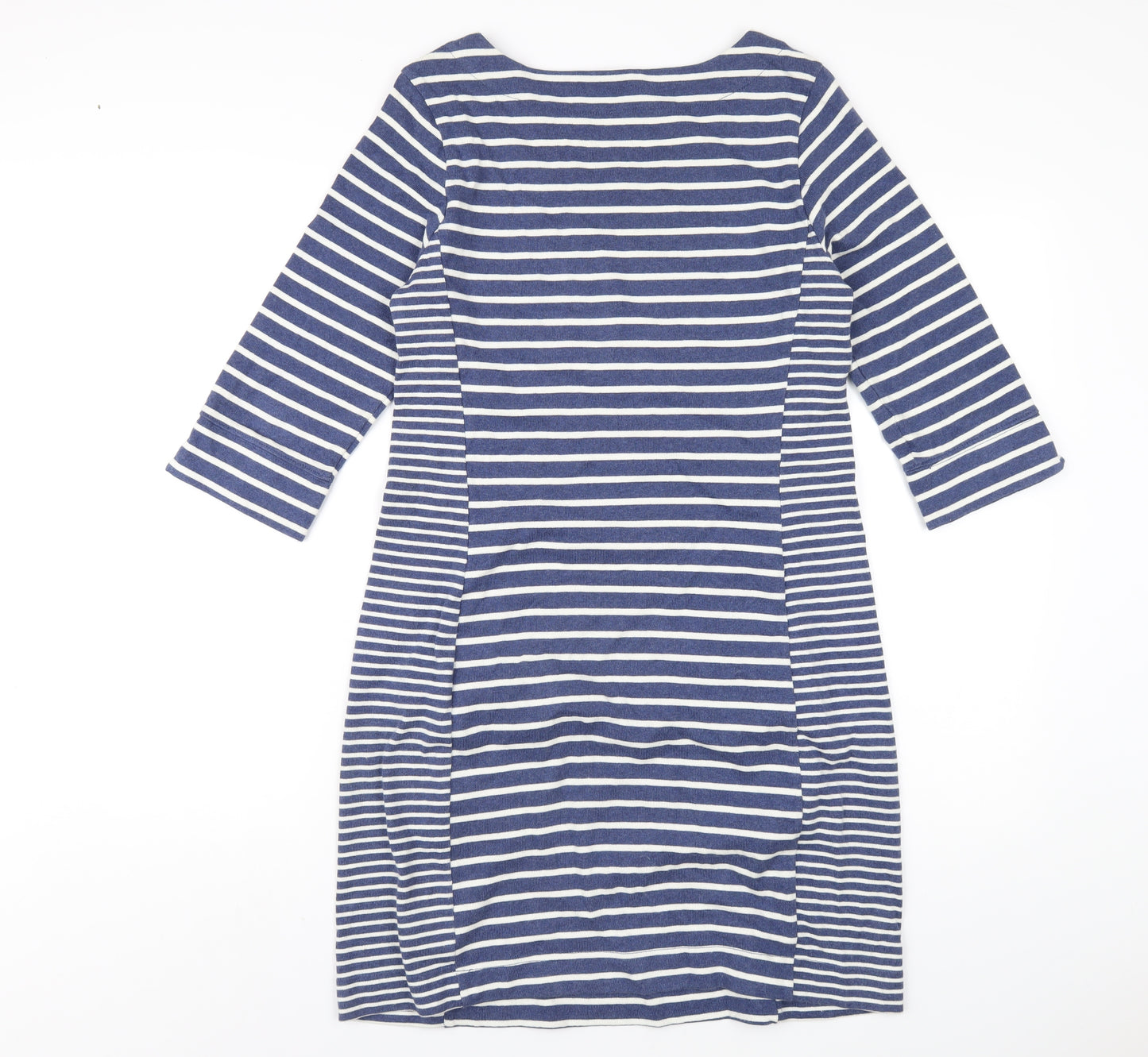 Joules Womens Blue Striped Cotton A-Line Size 10 Round Neck Pullover