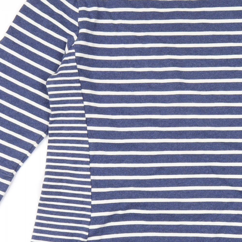 Joules Womens Blue Striped Cotton A-Line Size 10 Round Neck Pullover