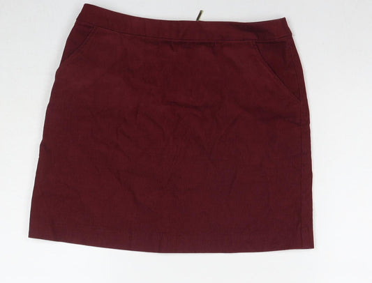 H&M Womens Red Cotton A-Line Skirt Size 8 Zip