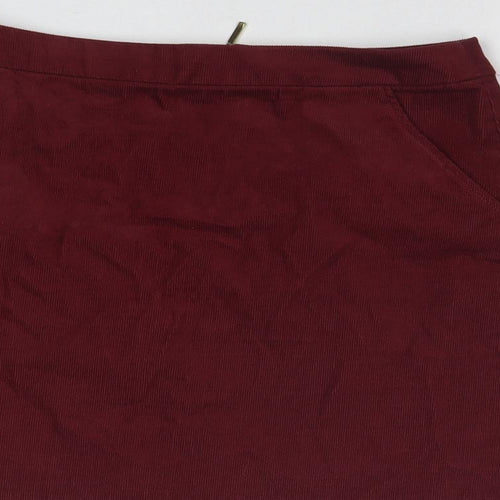 H&M Womens Red Cotton A-Line Skirt Size 8 Zip