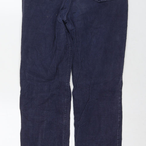 Marks and Spencer Womens Blue Cotton Straight Jeans Size 12 L30 in Regular Zip - Corduroy