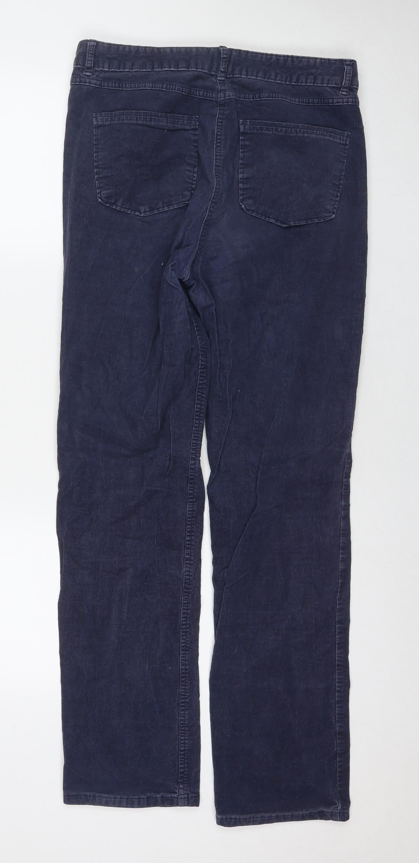 Marks and Spencer Womens Blue Cotton Straight Jeans Size 12 L30 in Regular Zip - Corduroy