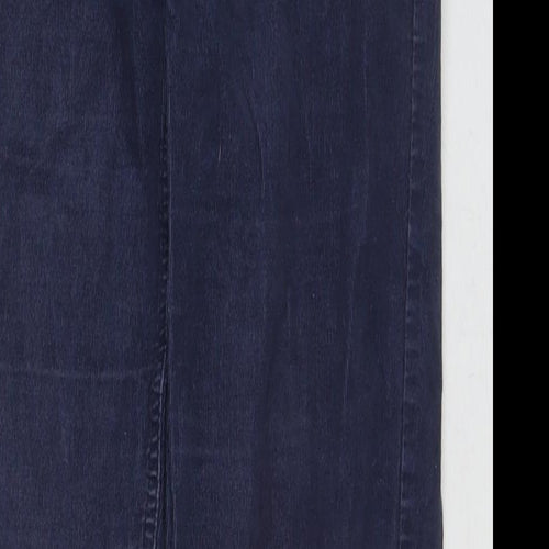 Marks and Spencer Womens Blue Cotton Straight Jeans Size 12 L30 in Regular Zip - Corduroy