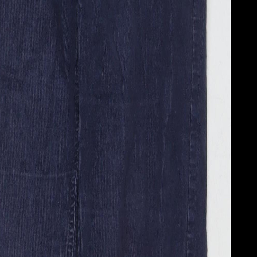 Marks and Spencer Womens Blue Cotton Straight Jeans Size 12 L30 in Regular Zip - Corduroy