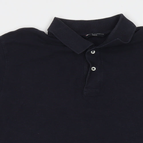 Marks and Spencer Mens Blue Cotton Polo Size L Collared Pullover