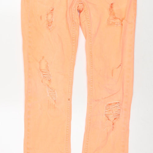 River Island Womens Orange Cotton Straight Jeans Size 10 L31 in Regular Zip