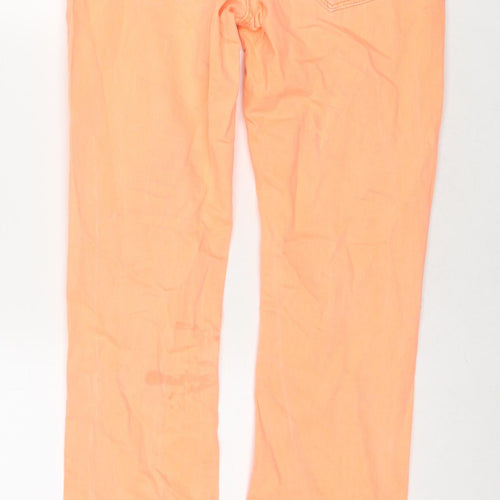 River Island Womens Orange Cotton Straight Jeans Size 10 L31 in Regular Zip