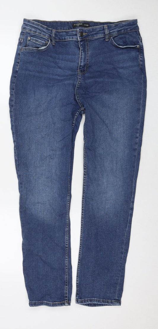 George Womens Blue Cotton Straight Jeans Size 12 L28 in Regular Zip