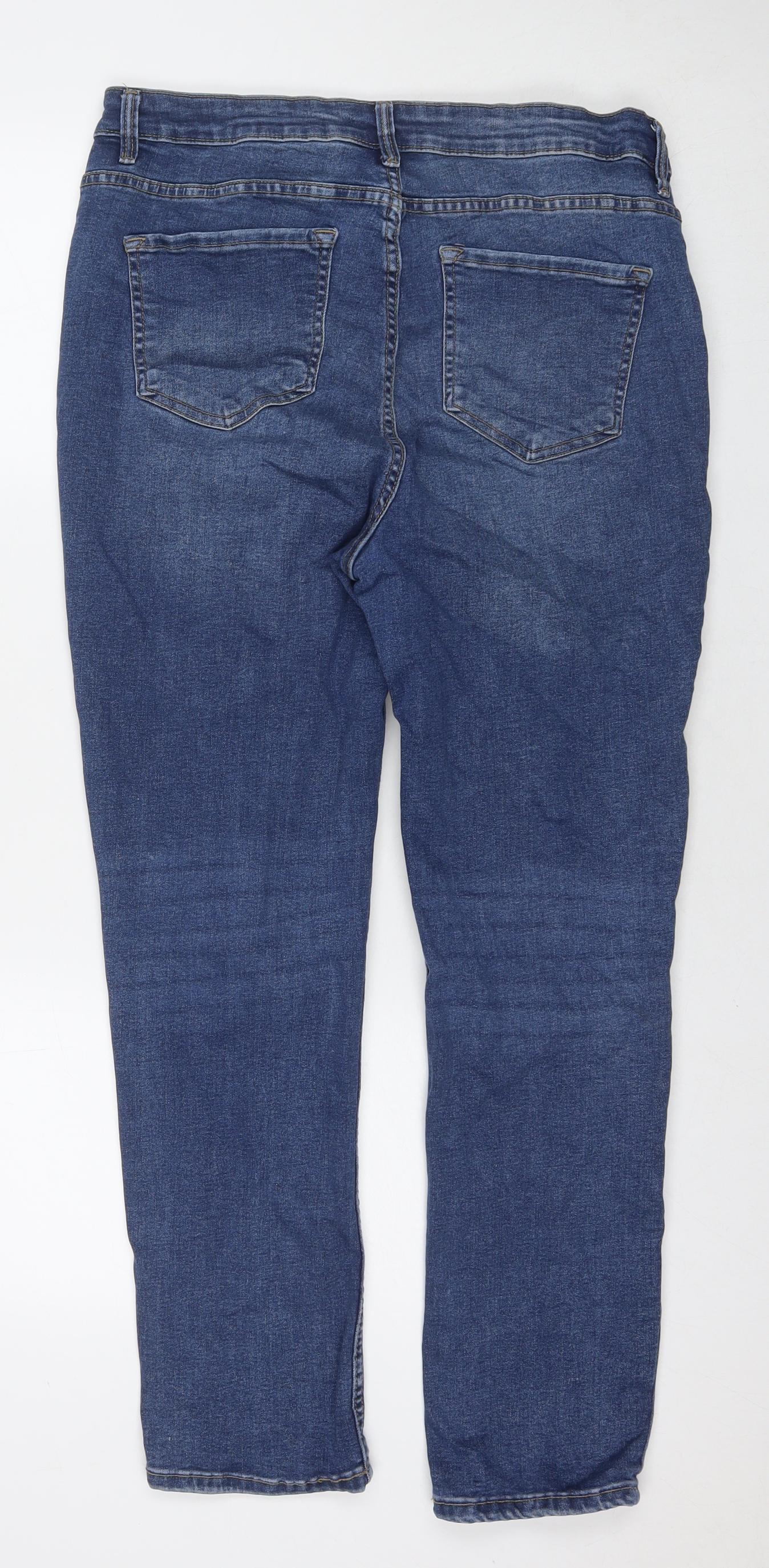 George Womens Blue Cotton Straight Jeans Size 12 L28 in Regular Zip