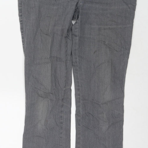 Relaxed By Toni Womens Grey Cotton Bootcut Jeans Size 12 L28 in Regular Zip