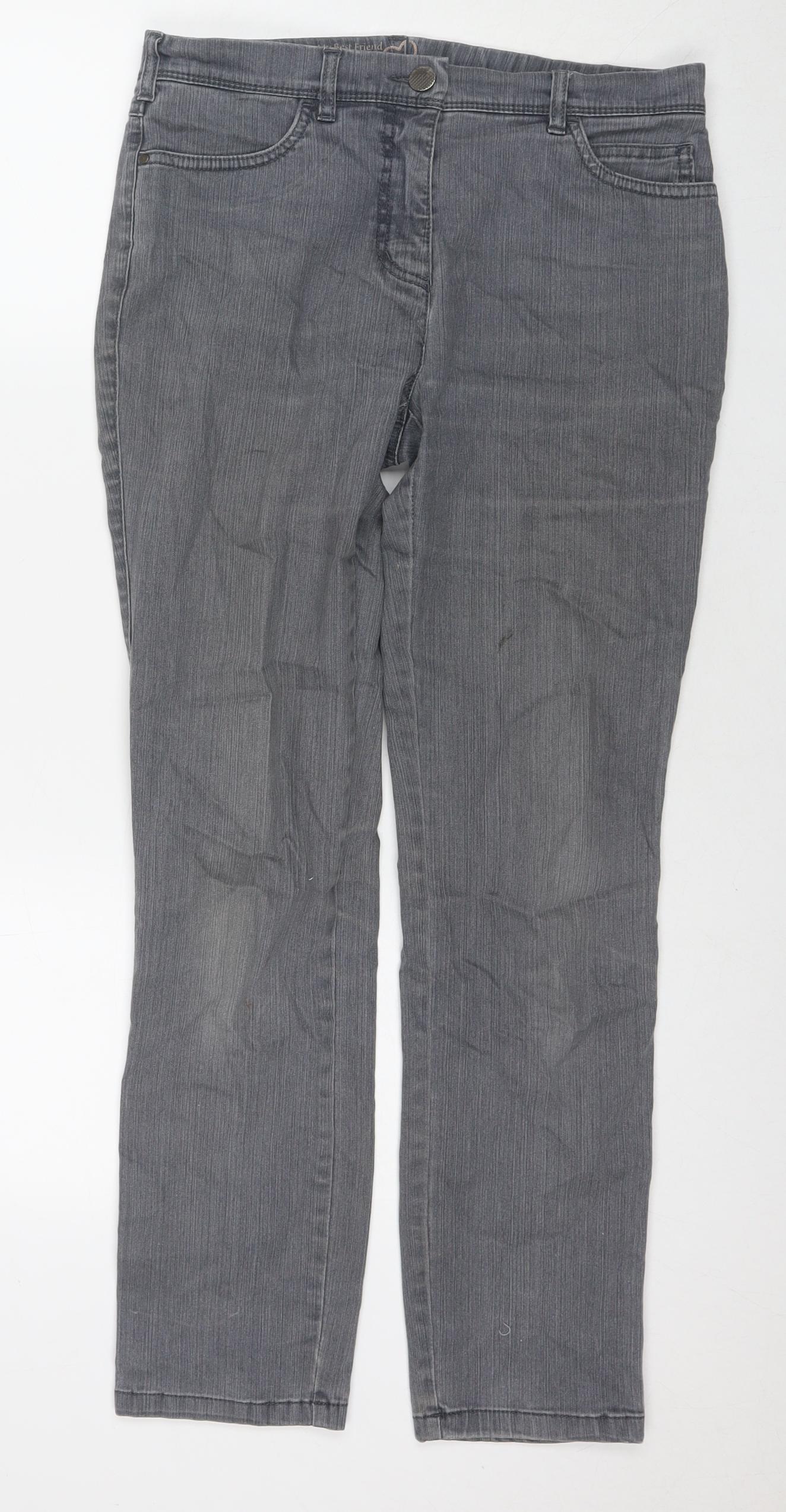 Relaxed By Toni Womens Grey Cotton Bootcut Jeans Size 12 L28 in Regular Zip