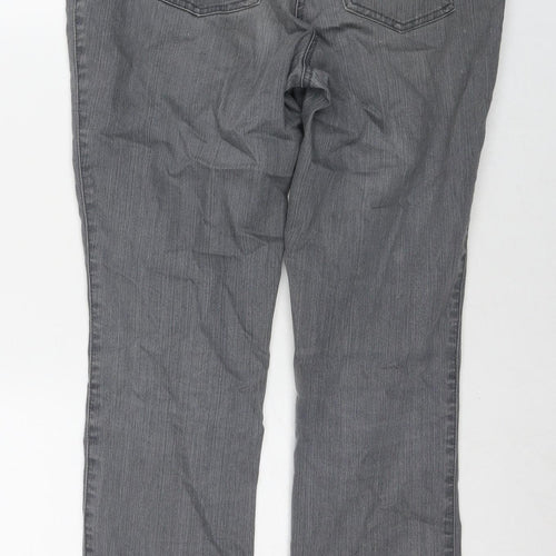 Relaxed By Toni Womens Grey Cotton Bootcut Jeans Size 12 L28 in Regular Zip