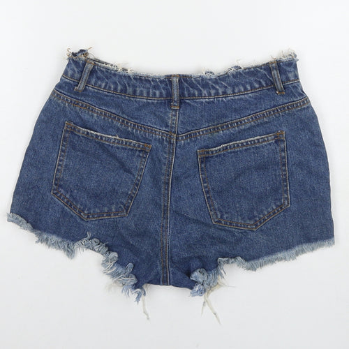 Missguided Womens Blue Cotton Cut-Off Shorts Size 6 L3 in Regular Zip