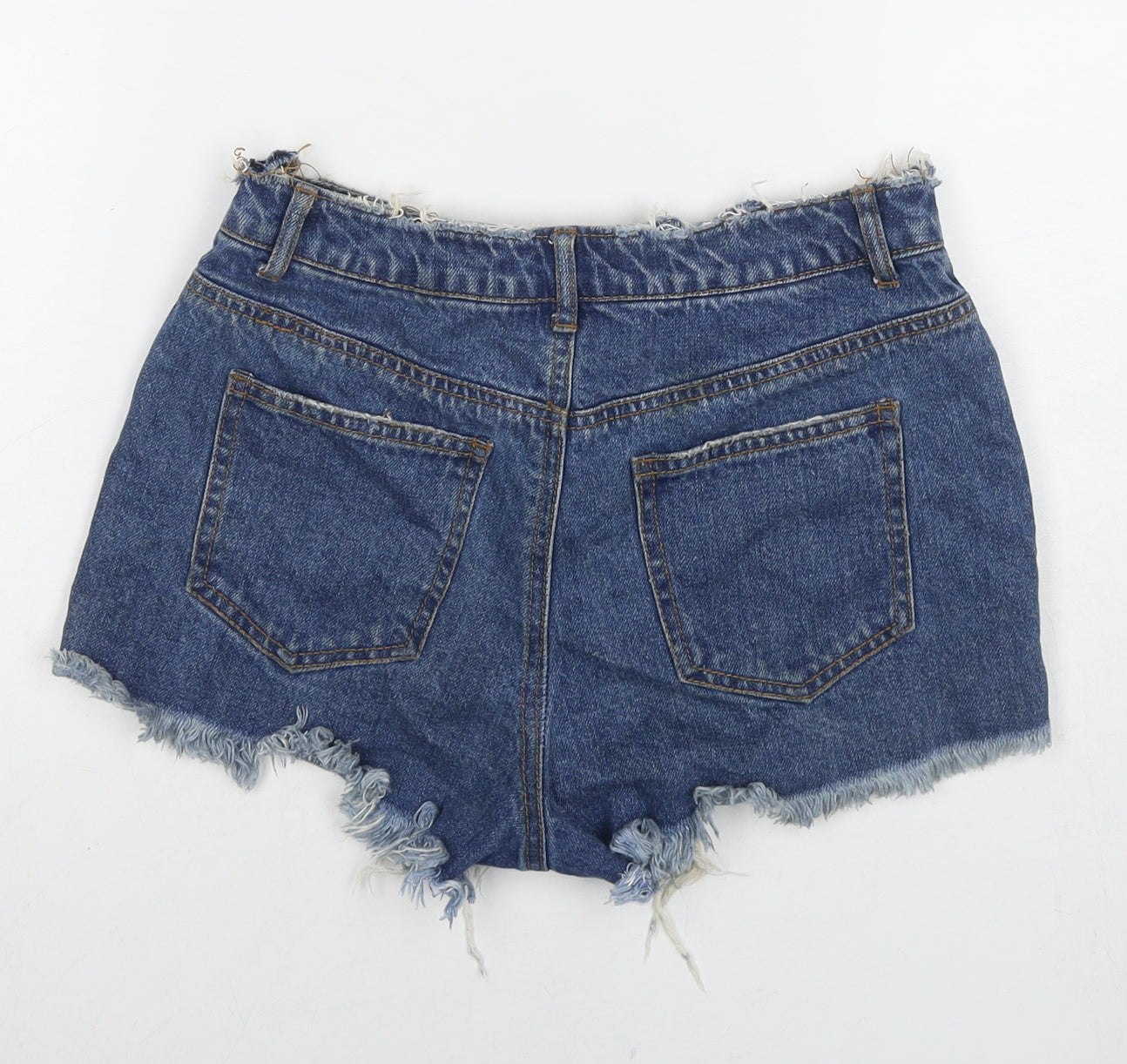 Missguided Womens Blue Cotton Cut-Off Shorts Size 6 L3 in Regular Zip