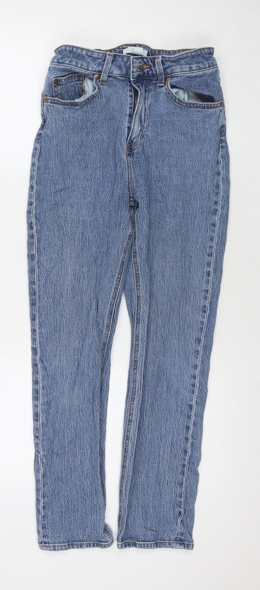 H&M Womens Blue Cotton Skinny Jeans Size 10 L26 in Regular Zip