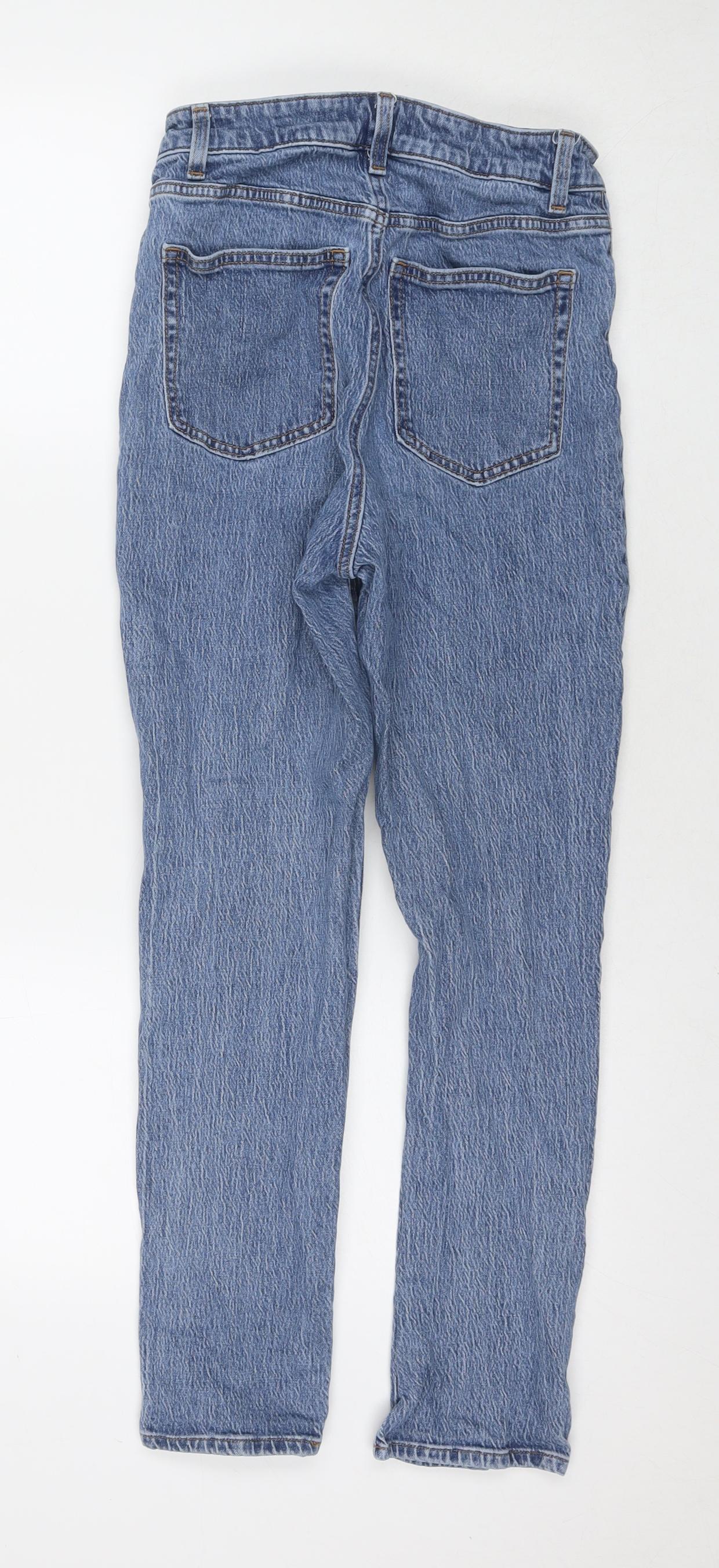 H&M Womens Blue Cotton Skinny Jeans Size 10 L26 in Regular Zip