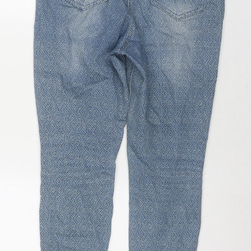 George Womens Blue Polka Dot Cotton Skinny Jeans Size 12 L26 in Regular Zip