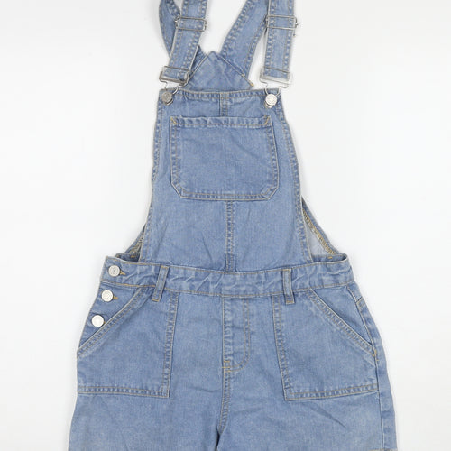 New Look Womens Blue Cotton Dungaree Shorts Shorts Size 6 L3 in Regular Button