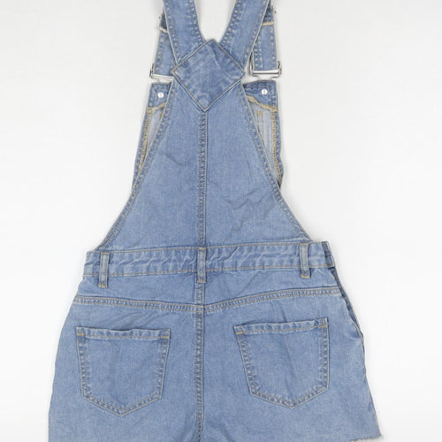 New Look Womens Blue Cotton Dungaree Shorts Shorts Size 6 L3 in Regular Button