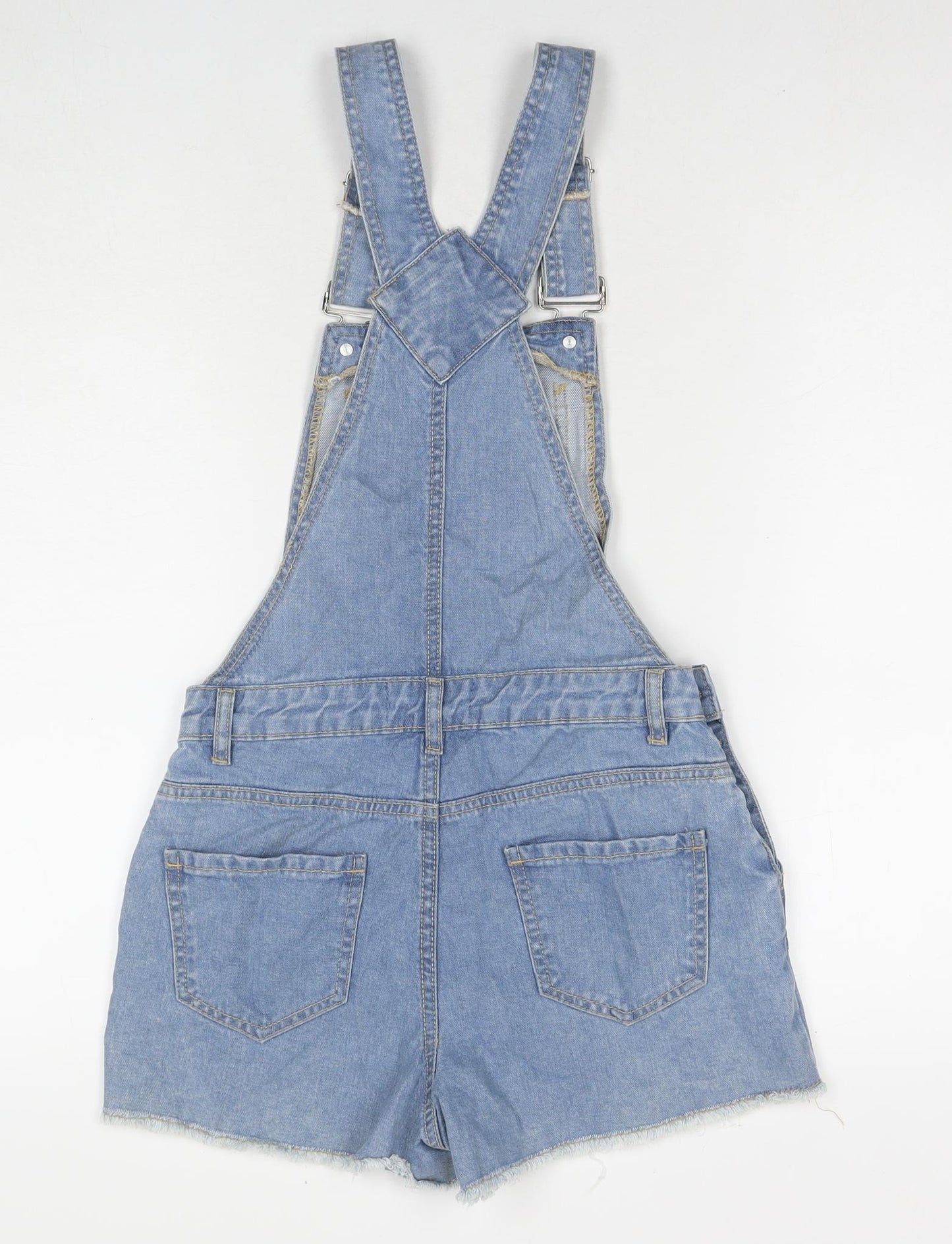 New Look Womens Blue Cotton Dungaree Shorts Shorts Size 6 L3 in Regular Button