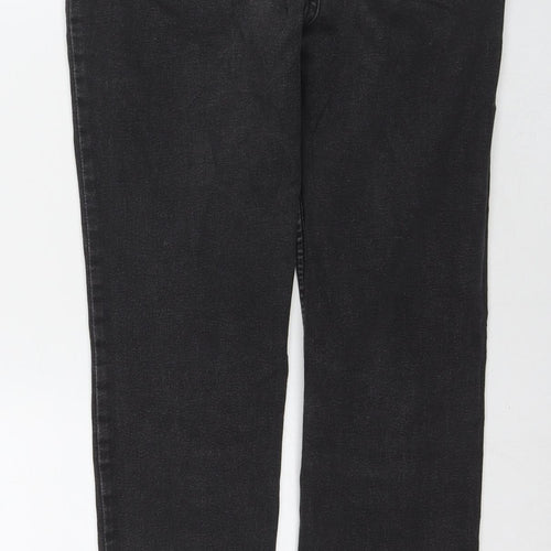 Marks and Spencer Womens Black Cotton Straight Jeans Size 12 L28 in Regular Zip