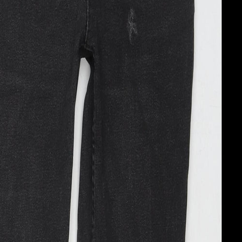 Marks and Spencer Womens Black Cotton Straight Jeans Size 12 L28 in Regular Zip