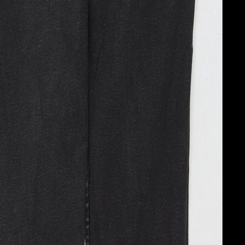 Marks and Spencer Womens Black Cotton Straight Jeans Size 12 L28 in Regular Zip