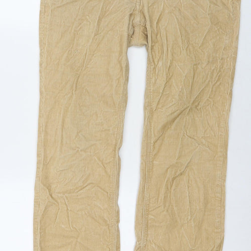 H&M Womens Beige Cotton Trousers Size 12 L30 in Regular Zip