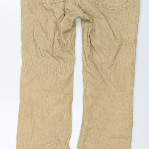 H&M Womens Beige Cotton Trousers Size 12 L30 in Regular Zip