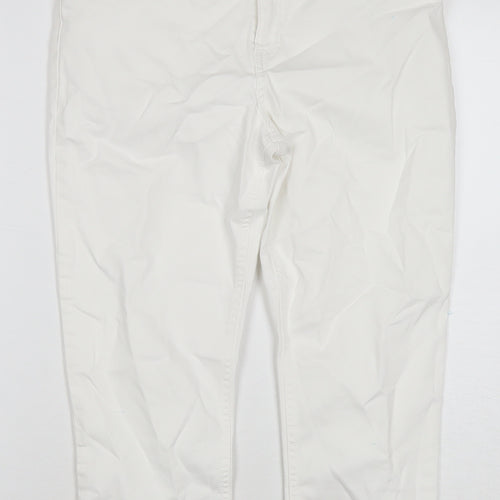 Marks and Spencer Womens White Cotton Cropped Jeans Size 10 L21 in Regular Zip