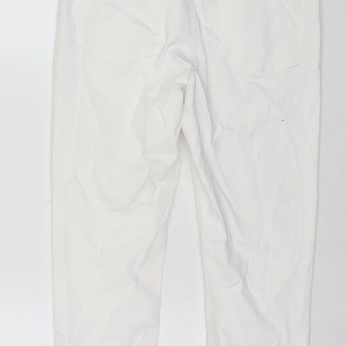 Marks and Spencer Womens White Cotton Cropped Jeans Size 10 L21 in Regular Zip