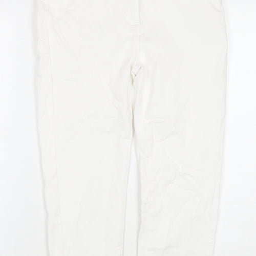 Marks and Spencer Womens White Cotton Cropped Jeans Size 10 L22 in Regular Zip