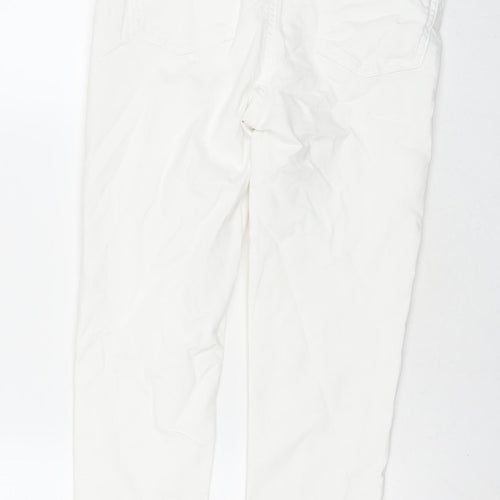 Marks and Spencer Womens White Cotton Cropped Jeans Size 10 L22 in Regular Zip