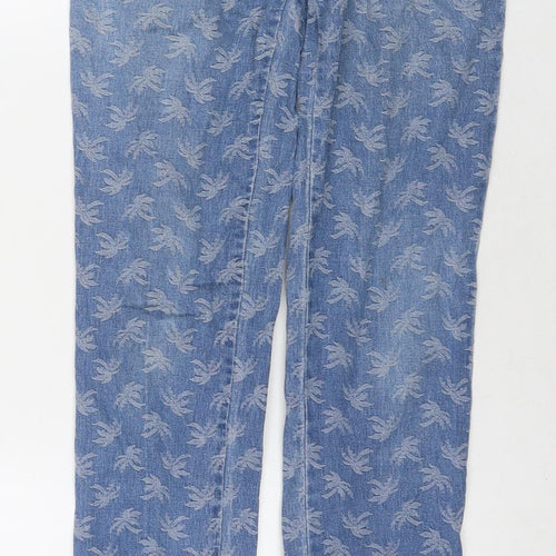 Kill Jeans Womens Blue Floral Cotton Skinny Jeans Size 10 L31 in Regular Zip