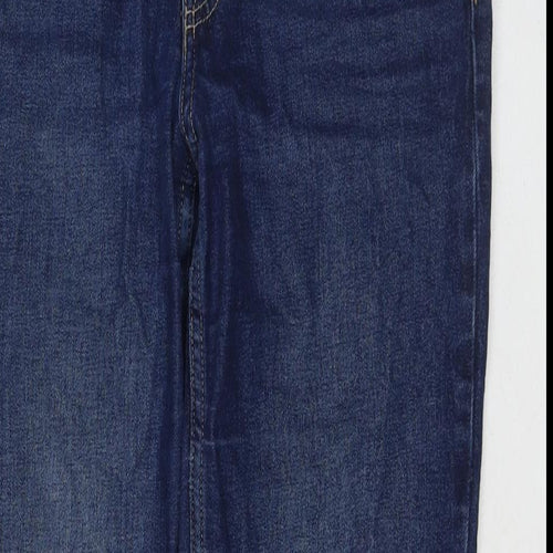 H&M Womens Blue Cotton Straight Jeans Size 12 L27 in Regular Zip