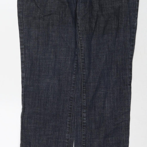 NEXT Womens Blue Cotton Straight Jeans Size 12 L27 in Regular Zip