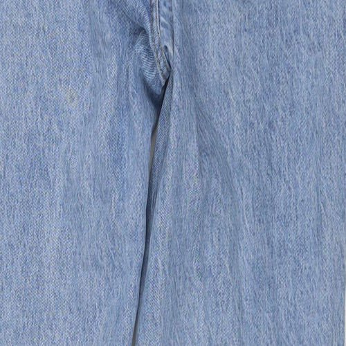 Zara Womens Blue Polyester Blend Wide-Leg Jeans Size 12 L35 in Regular Zip