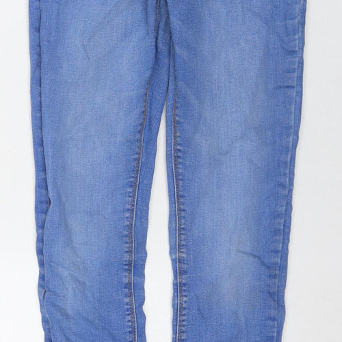 Denim & Co. Womens Blue Cotton Straight Jeans Size 10 L26 in Regular Zip