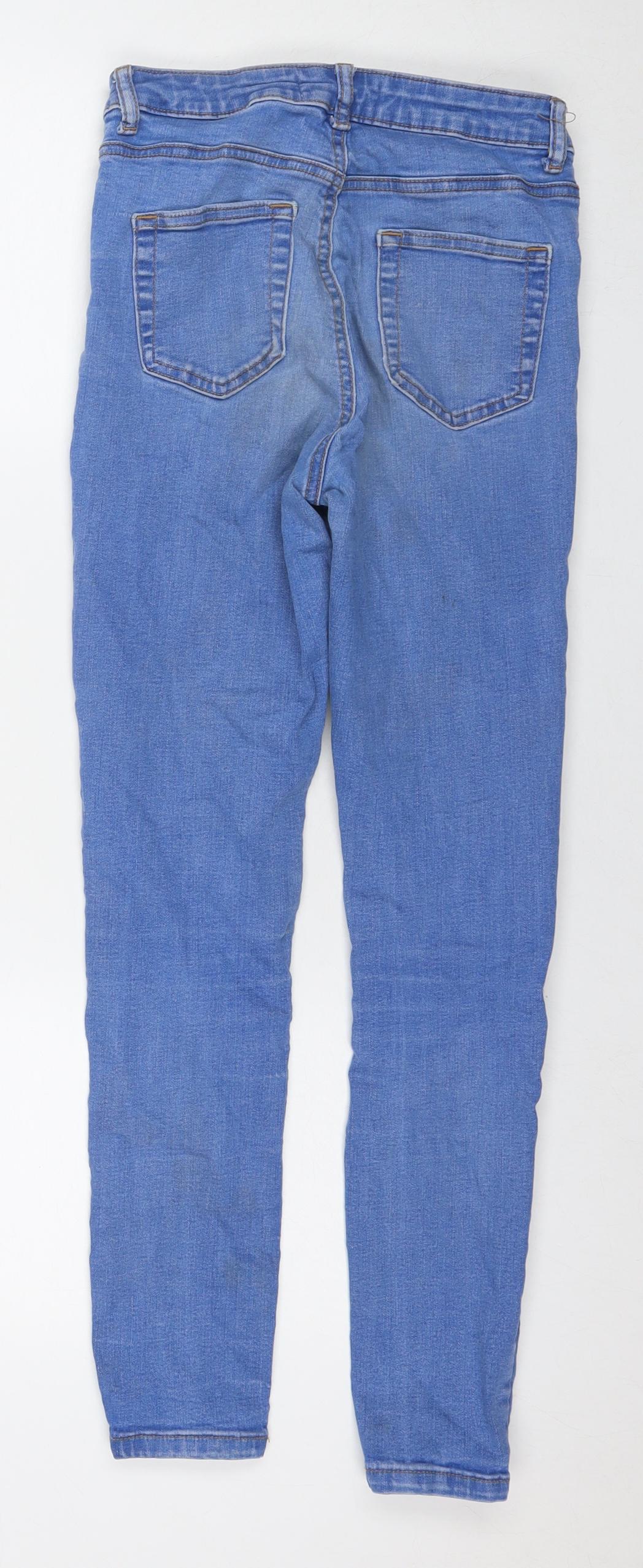 Denim & Co. Womens Blue Cotton Straight Jeans Size 10 L26 in Regular Zip