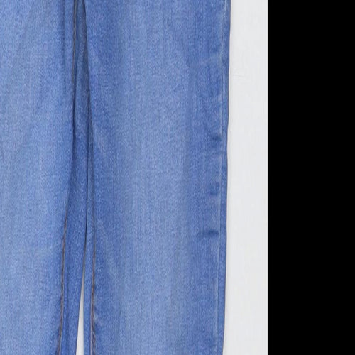 Denim & Co. Womens Blue Cotton Straight Jeans Size 10 L26 in Regular Zip